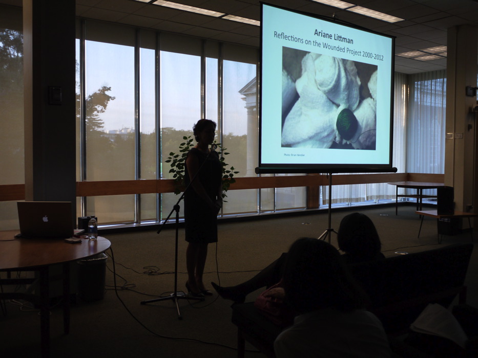 Lecturing at the Mabel Smith Douglas Library (Rutgers University) for the opening of my solo show: Wounded Land, a Borderline Case (2004-2012) exhibited in the Mary.H.Dana Women artists Series Galleries, Rutgers University 012