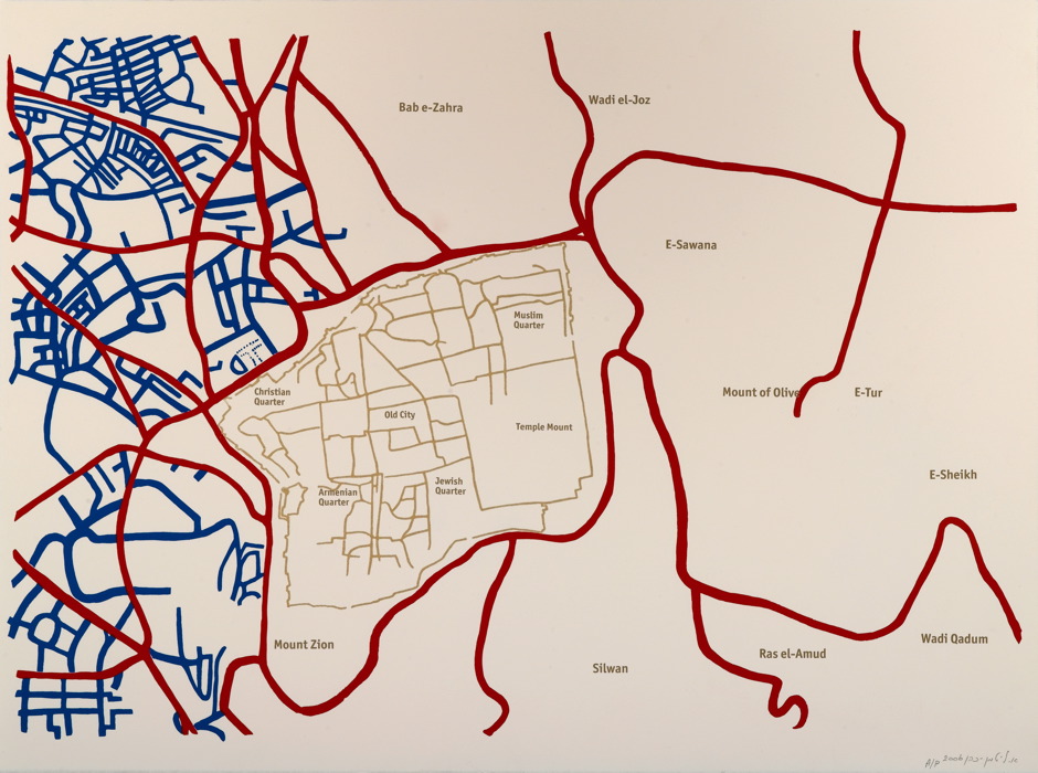 Map # 4, Old City, (2006)
Screen Print diptych on paper, Ed. 1/8, 50 x 65 cm (each)
4b