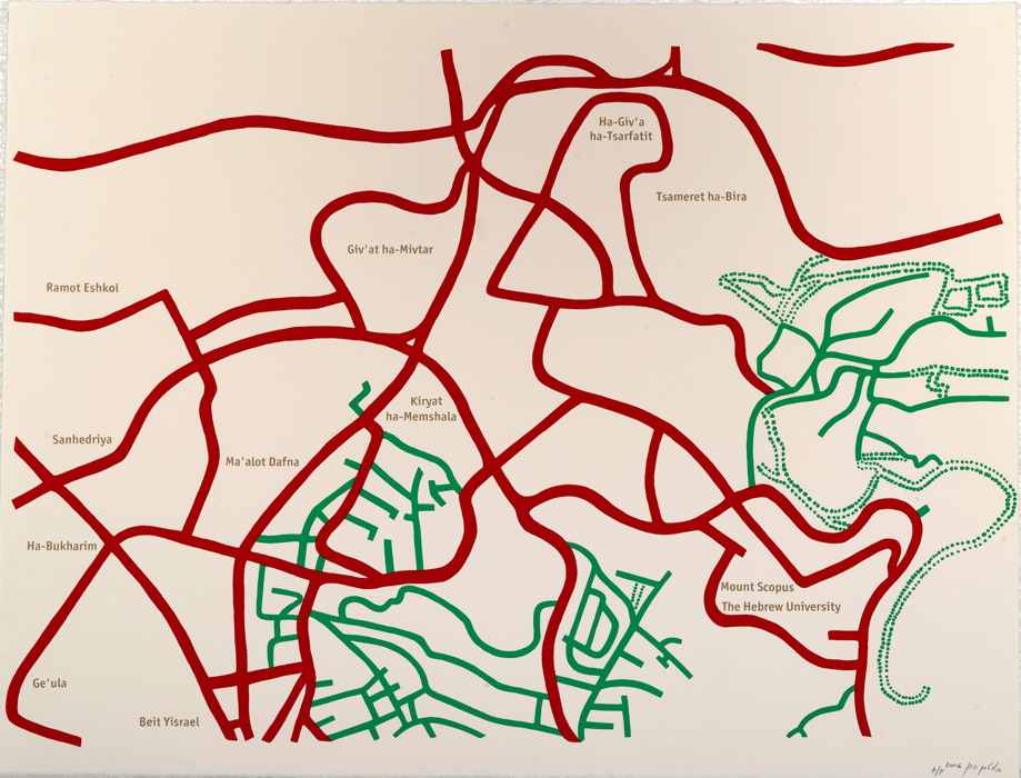 Map # 5, Mount Scopus / Isawiya, 2006
Screen Print diptych on paper
Ed. 1/6
50 x 65 cm (each)
Road Map 5a