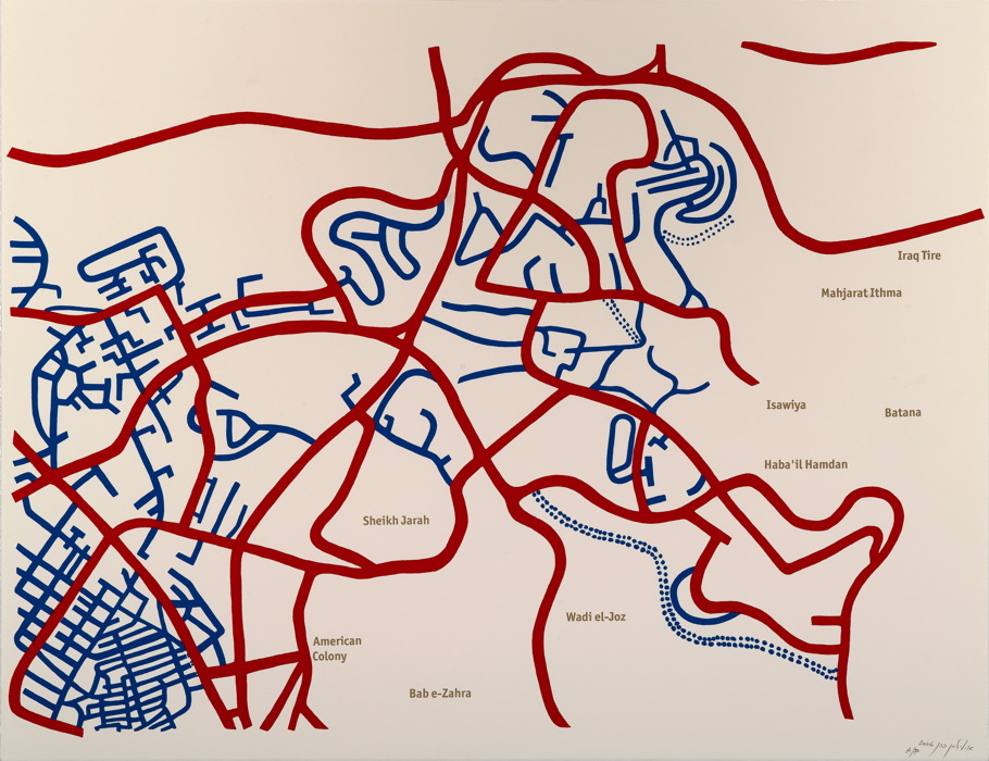 Map # 5, Mount Scopus / Isawiya, 2006
Screen Print diptych on paper
Ed. 1/6
50 x 65 cm (each)
Road Map 5b
