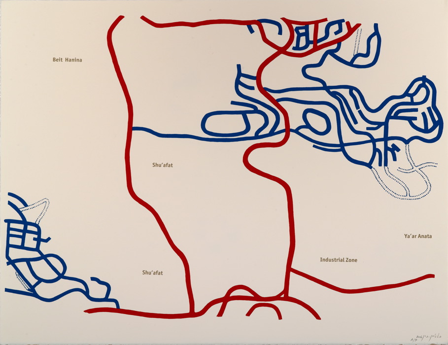 Map # 6, Shu'afat / Pisgat Ze'ev, 2006
Screen Print diptych on paper
Ed. 1/6
50 x 65 cm (each)
Road Map 6b