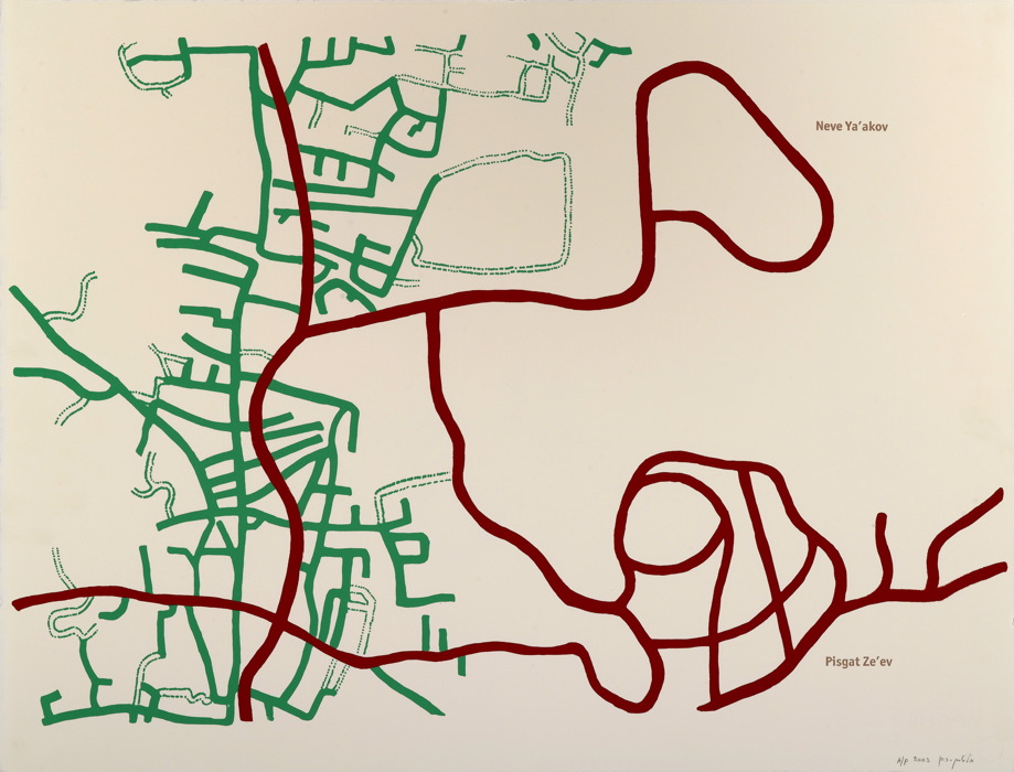 Map # 7, Beit Hanina / Neve Ya'akov, 2003
Screen Print diptych on paper
Ed. 1/10
Road Map 7a