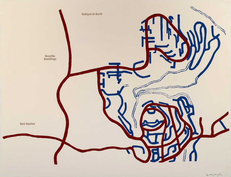 Map # 7, Beit Hanina / Neve Ya'akov, 2003
Screen Print diptych on paper
Ed. 1/10
Road Map 7b