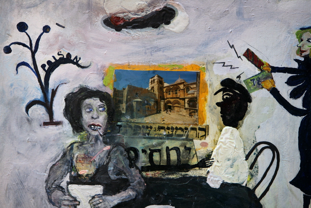 Painting by Zvi Tolkovsky showing the Holy Sepulchre in the background Dada-Jerusalem 036