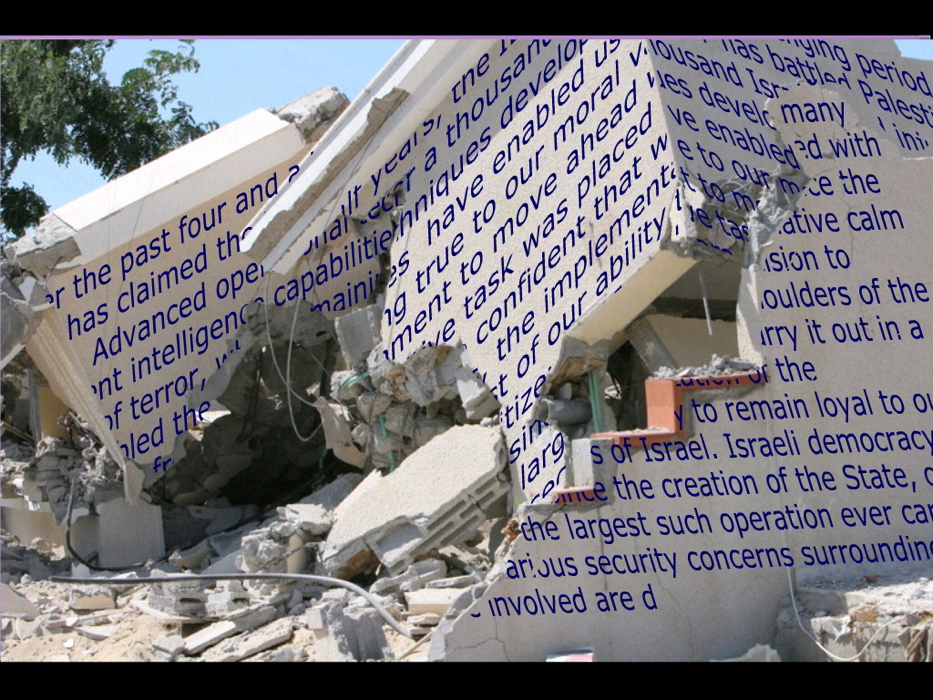 Ruins, Newe Dekalim, 28.09.05 with excerpts from Israel Police Commissioner Moshe Karadi's Disengagement Message, 11.08.05 Donald Duck 012