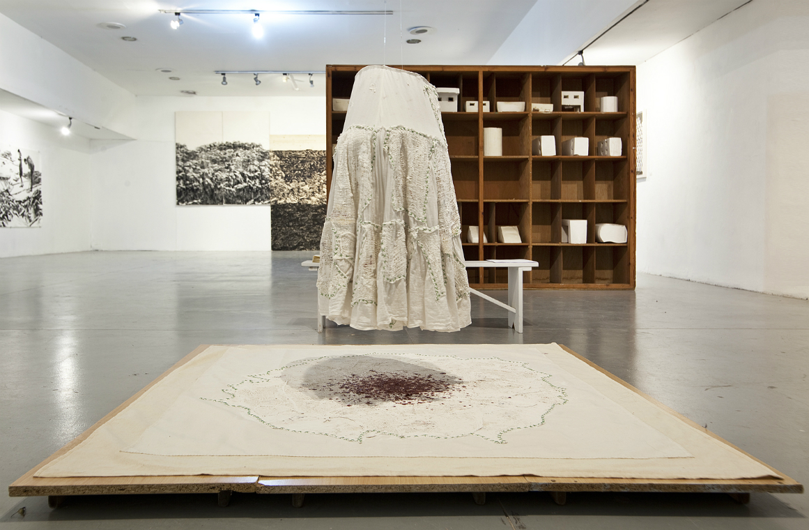 Dressed Land (2016), installation at the exhibition, All that Remains, The Zaritsky Artists’ House in Tel Aviv Dressed Land site