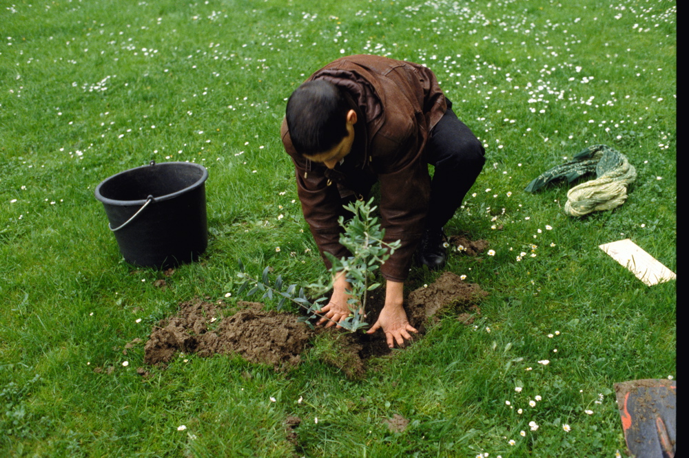 Planting a small olive tree from the Holy Land in homage to Joseph Beuys Dusseldorf, April 1998 Dusseldorf 07