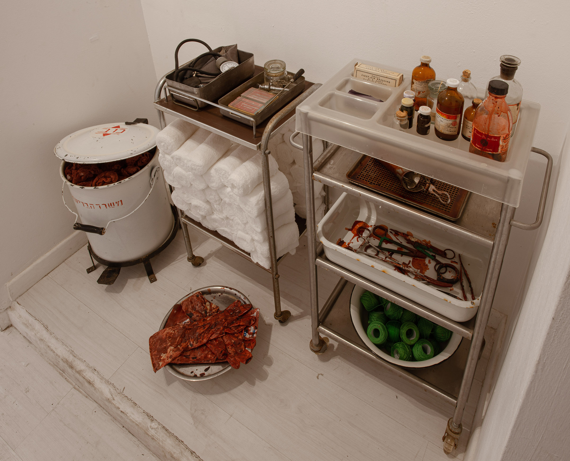 Hemostats 2023
Installation
Surgical trolley, rectified medical tools and ready-mades, photo Michael Amar
Hemostats 2023