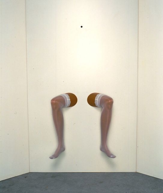 Untitled (1994), female mannequin legs, nylon stocking, slide viewer and embroidered fabric, photo: Oded Antman
Meta Sex 03