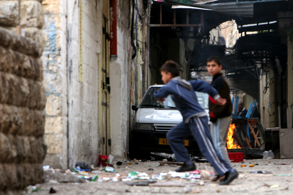 Children running in East Jerusalem during the riots in February 2007 Palestinian children running Feb 9 07 08